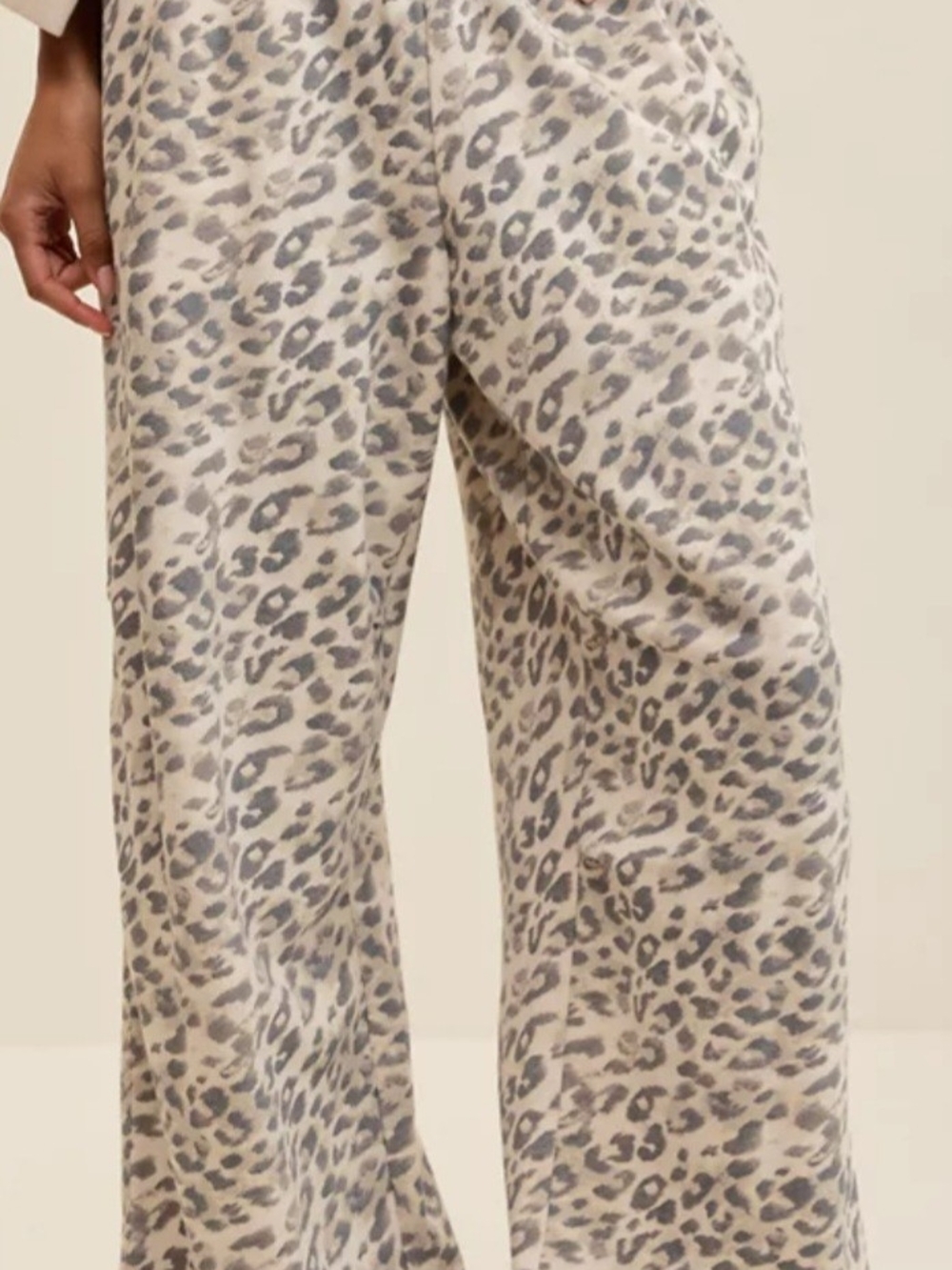 aerie Cream and Gray Leopard Wide Leg Pants